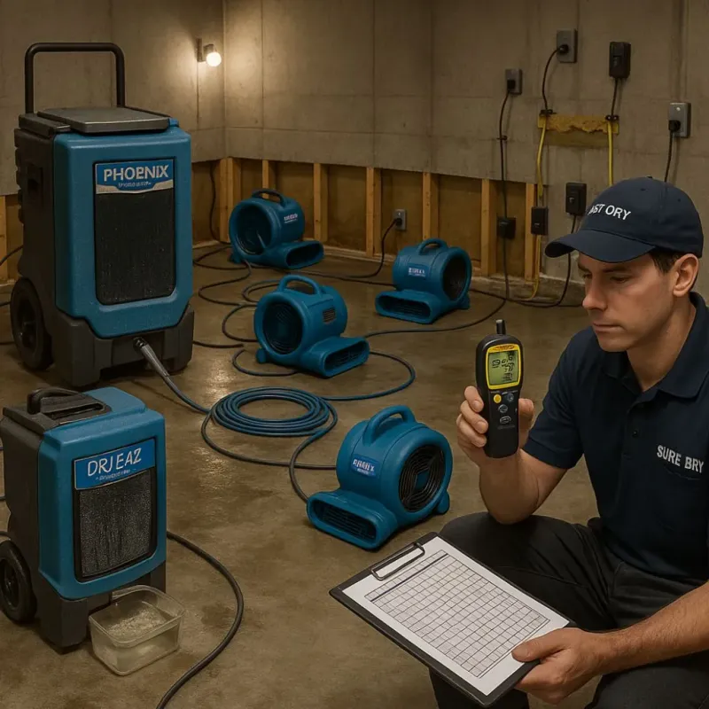 Structural Drying and Dehumidification process in Ward County, TX